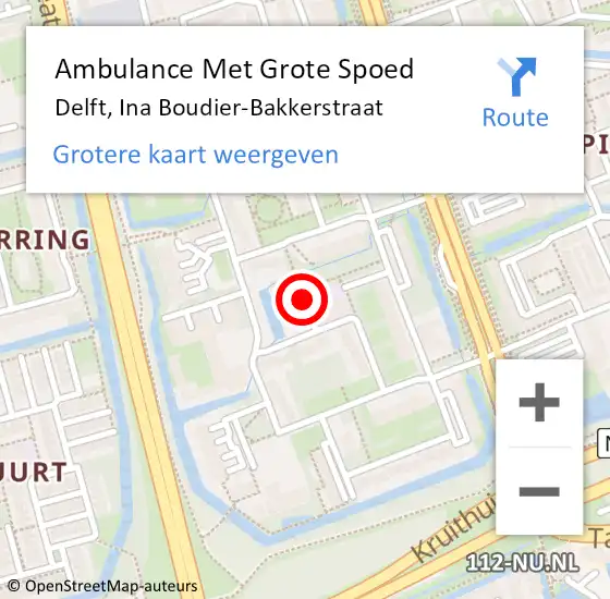 Locatie op kaart van de 112 melding: Ambulance Met Grote Spoed Naar Delft, Ina Boudier-Bakkerstraat op 4 april 2019 13:12