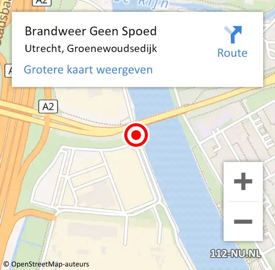 Locatie op kaart van de 112 melding: Brandweer Geen Spoed Naar Utrecht, Groenewoudsedijk op 4 april 2019 13:28