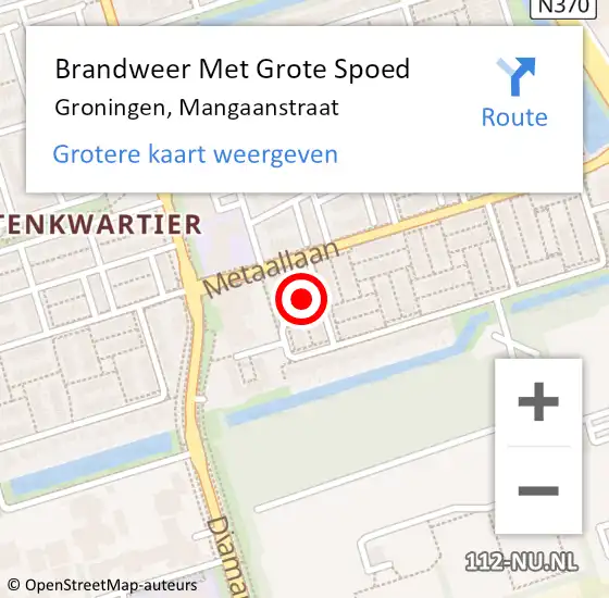 Locatie op kaart van de 112 melding: Brandweer Met Grote Spoed Naar Groningen, Mangaanstraat op 4 april 2019 13:52