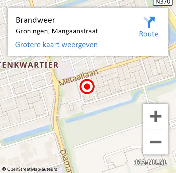 Locatie op kaart van de 112 melding: Brandweer Groningen, Mangaanstraat op 4 april 2019 13:53