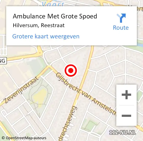 Locatie op kaart van de 112 melding: Ambulance Met Grote Spoed Naar Hilversum, Reestraat op 28 maart 2014 11:30