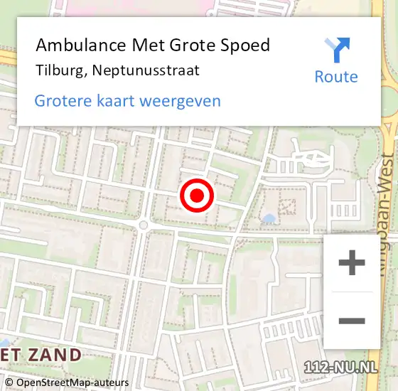 Locatie op kaart van de 112 melding: Ambulance Met Grote Spoed Naar Tilburg, Neptunusstraat op 4 april 2019 14:21