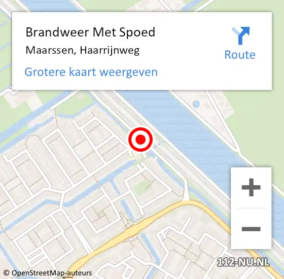 Locatie op kaart van de 112 melding: Brandweer Met Spoed Naar Maarssen, Haarrijnweg op 4 april 2019 15:10