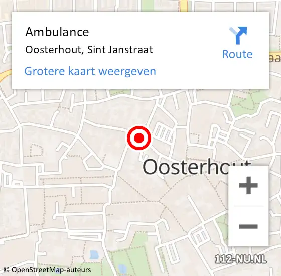 Locatie op kaart van de 112 melding: Ambulance Oosterhout, Sint Janstraat op 4 april 2019 16:15