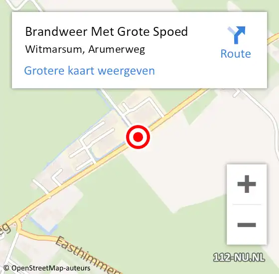 Locatie op kaart van de 112 melding: Brandweer Met Grote Spoed Naar Witmarsum, Arumerweg op 4 april 2019 16:18