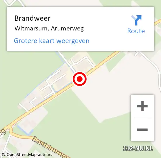 Locatie op kaart van de 112 melding: Brandweer Witmarsum, Arumerweg op 4 april 2019 16:21