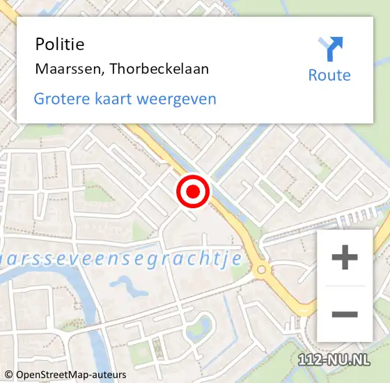 Locatie op kaart van de 112 melding: Politie Maarssen, Thorbeckelaan op 4 april 2019 18:17