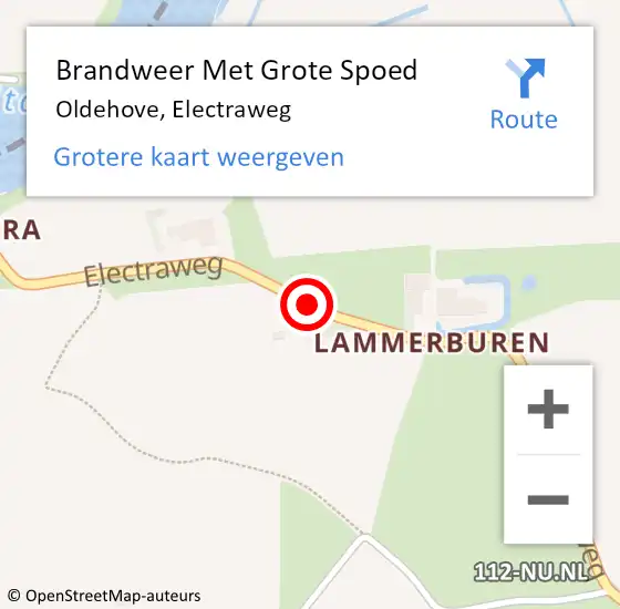 Locatie op kaart van de 112 melding: Brandweer Met Grote Spoed Naar Oldehove, Electraweg op 4 april 2019 19:00