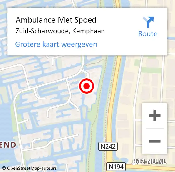 Locatie op kaart van de 112 melding: Ambulance Met Spoed Naar Zuid-Scharwoude, Kemphaan op 4 april 2019 20:39