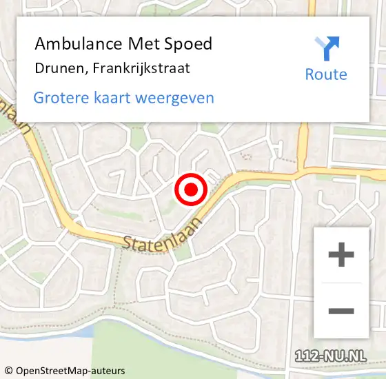 Locatie op kaart van de 112 melding: Ambulance Met Spoed Naar Drunen, Frankrijkstraat op 4 april 2019 20:43