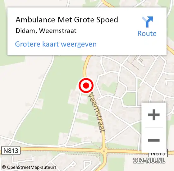 Locatie op kaart van de 112 melding: Ambulance Met Grote Spoed Naar Didam, Weemstraat op 28 maart 2014 12:04