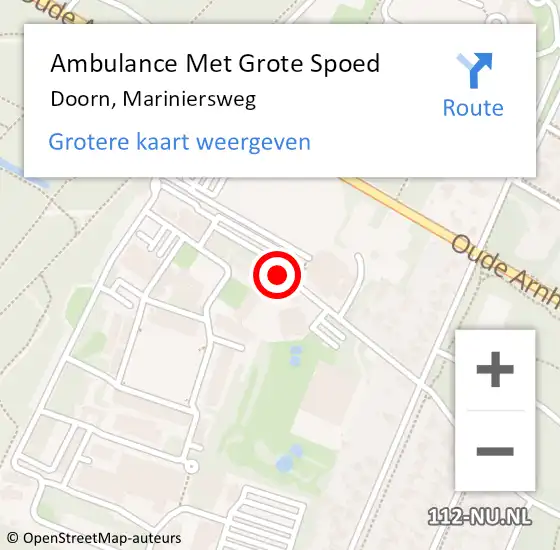 Locatie op kaart van de 112 melding: Ambulance Met Grote Spoed Naar Doorn, Mariniersweg op 4 april 2019 21:58