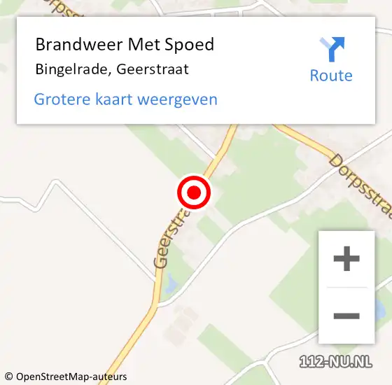 Locatie op kaart van de 112 melding: Brandweer Met Spoed Naar Bingelrade, Geerstraat op 4 april 2019 22:38
