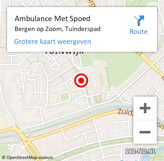 Locatie op kaart van de 112 melding: Ambulance Met Spoed Naar Bergen op Zoom, Tuinderspad op 4 april 2019 23:26