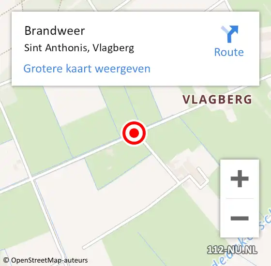 Locatie op kaart van de 112 melding: Brandweer Sint Anthonis, Vlagberg op 4 april 2019 23:28