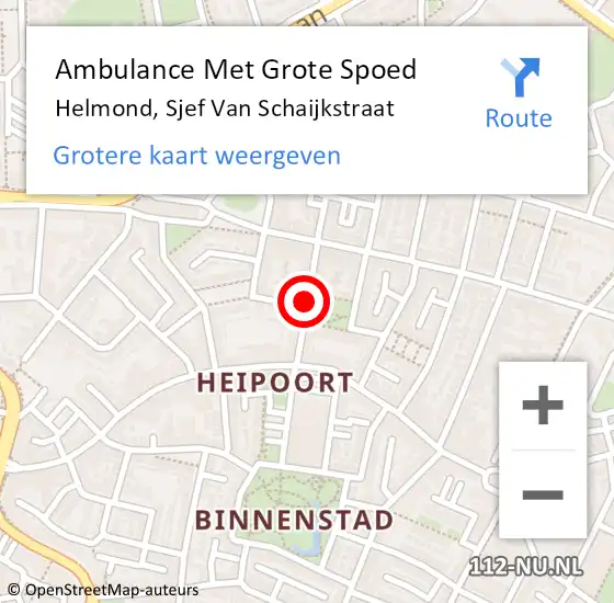 Locatie op kaart van de 112 melding: Ambulance Met Grote Spoed Naar Helmond, Sjef Van Schaijkstraat op 4 april 2019 23:58