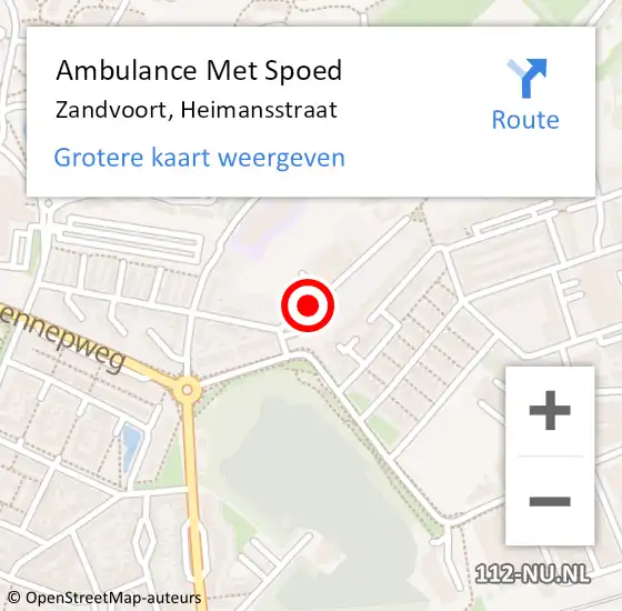 Locatie op kaart van de 112 melding: Ambulance Met Spoed Naar Zandvoort, Heimansstraat op 5 april 2019 04:12