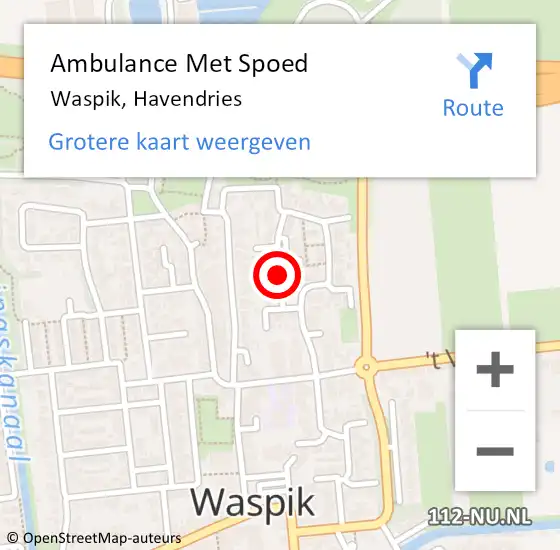 Locatie op kaart van de 112 melding: Ambulance Met Spoed Naar Waspik, Havendries op 5 april 2019 04:46