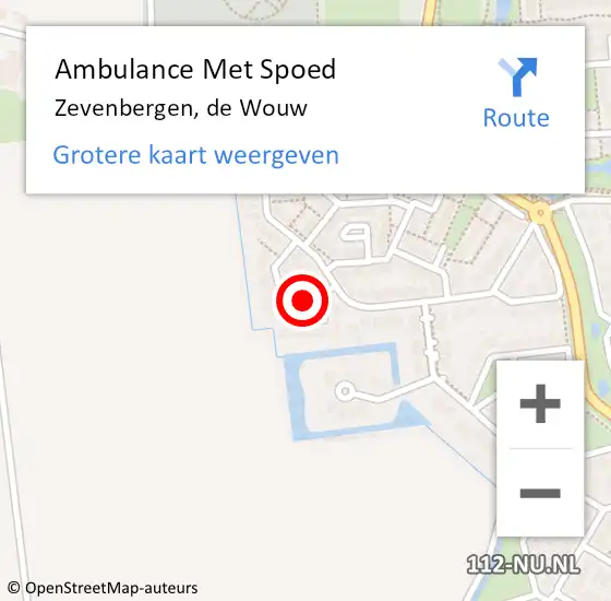 Locatie op kaart van de 112 melding: Ambulance Met Spoed Naar Zevenbergen, de Wouw op 5 april 2019 05:16