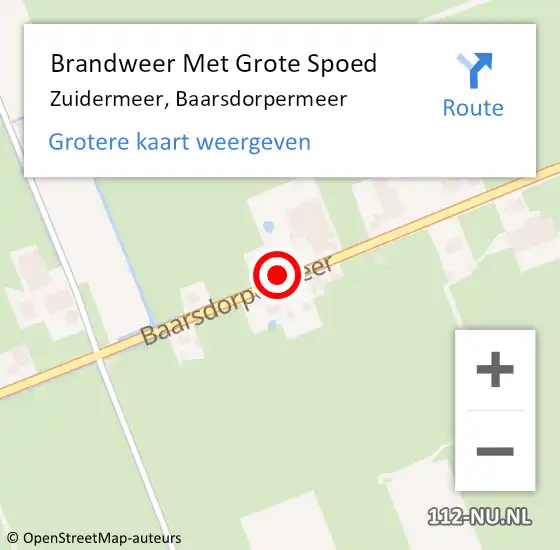 Locatie op kaart van de 112 melding: Brandweer Met Grote Spoed Naar Zuidermeer, Baarsdorpermeer op 5 april 2019 05:52