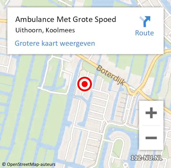 Locatie op kaart van de 112 melding: Ambulance Met Grote Spoed Naar Uithoorn, Koolmees op 5 april 2019 06:47