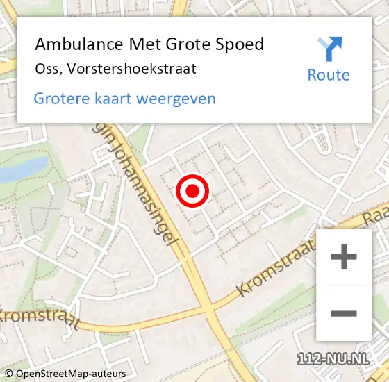 Locatie op kaart van de 112 melding: Ambulance Met Grote Spoed Naar Oss, Vorstershoekstraat op 5 april 2019 07:02