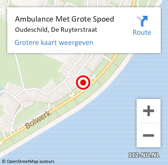 Locatie op kaart van de 112 melding: Ambulance Met Grote Spoed Naar Oudeschild, De Ruyterstraat op 5 april 2019 07:07
