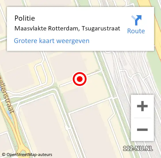 Locatie op kaart van de 112 melding: Politie Maasvlakte Rotterdam, Tsugarustraat op 5 april 2019 09:26