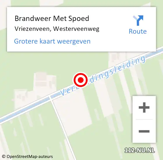 Locatie op kaart van de 112 melding: Brandweer Met Spoed Naar Vriezenveen, Westerveenweg op 28 maart 2014 12:29