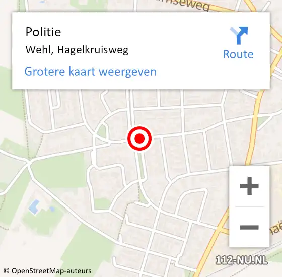 Locatie op kaart van de 112 melding: Politie Wehl, Hagelkruisweg op 5 april 2019 09:33