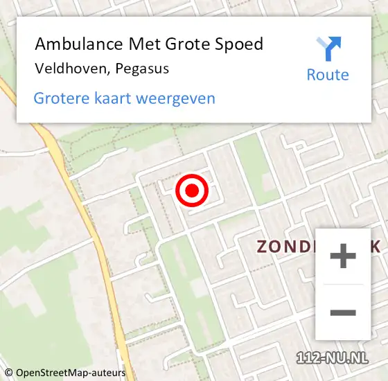 Locatie op kaart van de 112 melding: Ambulance Met Grote Spoed Naar Veldhoven, Pegasus op 5 april 2019 10:20