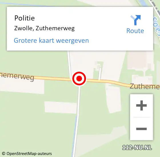 Locatie op kaart van de 112 melding: Politie Zwolle, Zuthemerweg op 5 april 2019 10:33