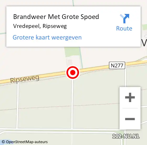 Locatie op kaart van de 112 melding: Brandweer Met Grote Spoed Naar Vredepeel, Ripseweg op 5 april 2019 10:52