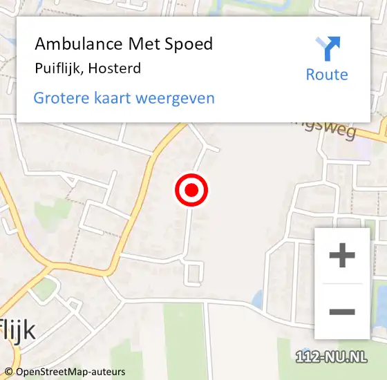 Locatie op kaart van de 112 melding: Ambulance Met Spoed Naar Puiflijk, Hosterd op 5 april 2019 12:07