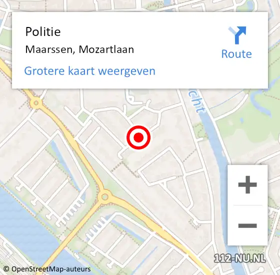 Locatie op kaart van de 112 melding: Politie Maarssen, Mozartlaan op 5 april 2019 13:09