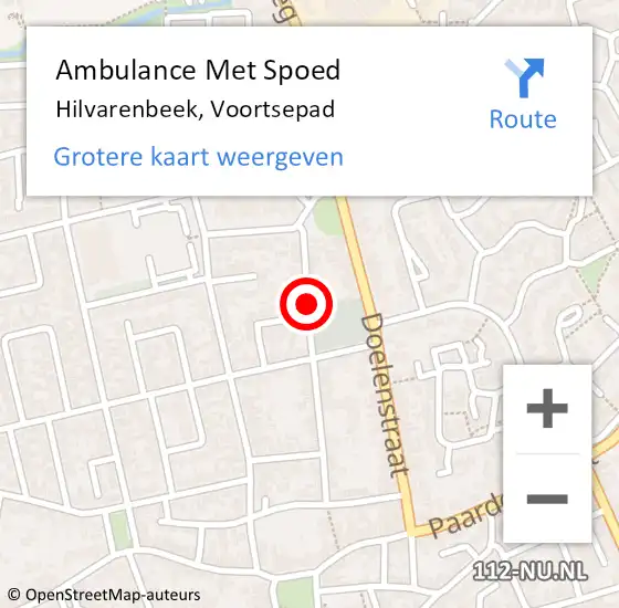 Locatie op kaart van de 112 melding: Ambulance Met Spoed Naar Hilvarenbeek, Voortsepad op 5 april 2019 13:14