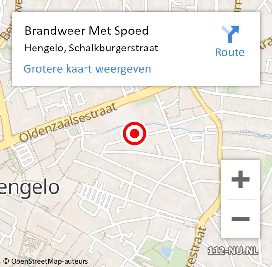 Locatie op kaart van de 112 melding: Brandweer Met Spoed Naar Hengelo, Schalkburgerstraat op 28 maart 2014 12:53