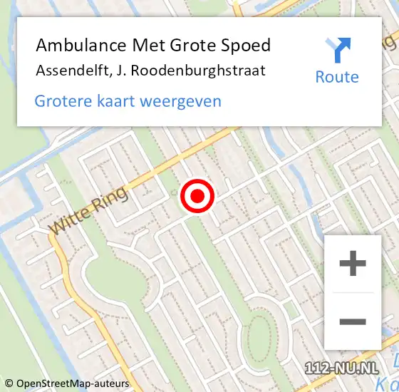 Locatie op kaart van de 112 melding: Ambulance Met Grote Spoed Naar Assendelft, J. Roodenburghstraat op 5 april 2019 13:32