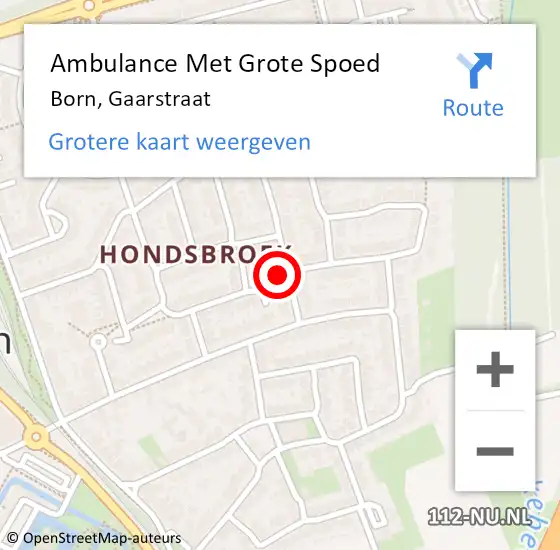 Locatie op kaart van de 112 melding: Ambulance Met Grote Spoed Naar Born, Gaarstraat op 28 maart 2014 12:58