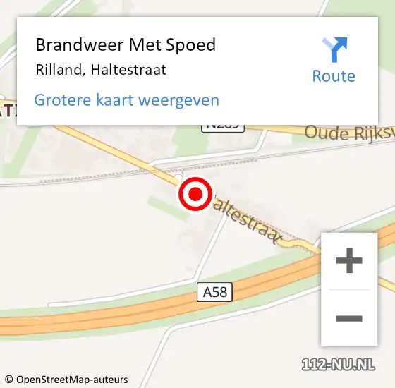 Locatie op kaart van de 112 melding: Brandweer Met Spoed Naar Rilland, Haltestraat op 5 april 2019 14:26