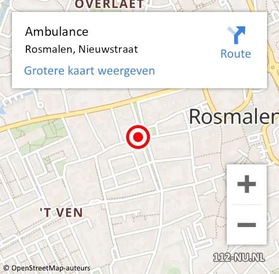 Locatie op kaart van de 112 melding: Ambulance Rosmalen, Nieuwstraat op 5 april 2019 15:04