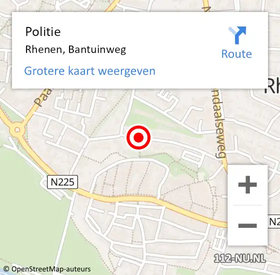 Locatie op kaart van de 112 melding: Politie Rhenen, Bantuinweg op 5 april 2019 16:13