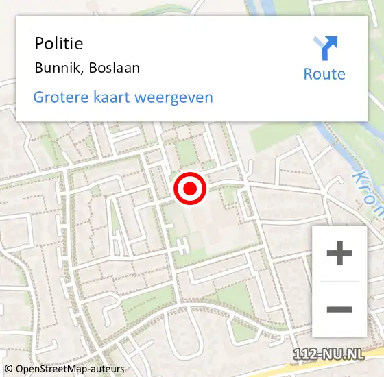 Locatie op kaart van de 112 melding: Politie Bunnik, Boslaan op 5 april 2019 17:33