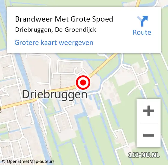 Locatie op kaart van de 112 melding: Brandweer Met Grote Spoed Naar Driebruggen, De Groendijck op 5 april 2019 20:09