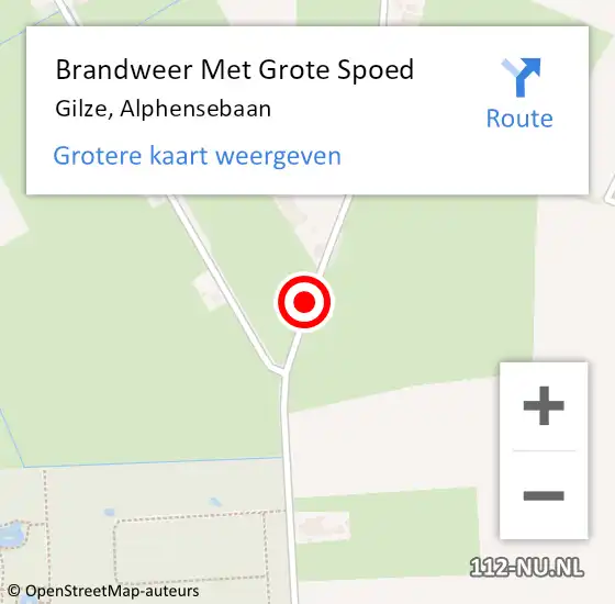 Locatie op kaart van de 112 melding: Brandweer Met Grote Spoed Naar Gilze, Alphensebaan op 5 april 2019 21:16