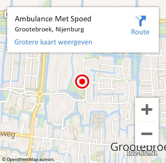 Locatie op kaart van de 112 melding: Ambulance Met Spoed Naar Grootebroek, Nijenburg op 5 april 2019 21:21