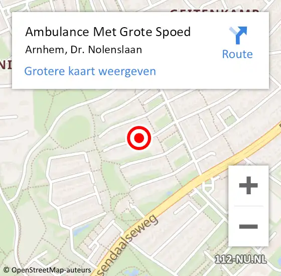 Locatie op kaart van de 112 melding: Ambulance Met Grote Spoed Naar Arnhem, Dr. Nolenslaan op 5 april 2019 21:49