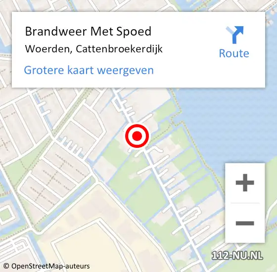 Locatie op kaart van de 112 melding: Brandweer Met Spoed Naar Woerden, Cattenbroekerdijk op 5 april 2019 22:18