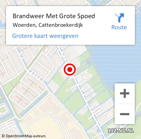 Locatie op kaart van de 112 melding: Brandweer Met Grote Spoed Naar Woerden, Cattenbroekerdijk op 5 april 2019 22:20