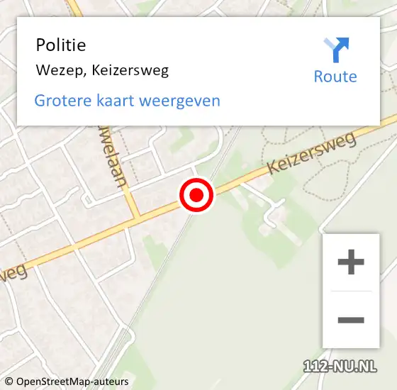 Locatie op kaart van de 112 melding: Politie Wezep, Keizersweg op 5 april 2019 22:26